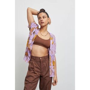 NEW UO Urban outfitters gardenia souvenir purple tropical turtle button down S